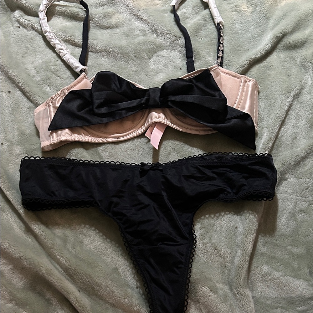 Black and Cream Lingerie Set